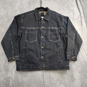 Vintage Y2K Jacket Mens 2X XXL Sean John DARK Denim Jean Hip Hop Baggy‎